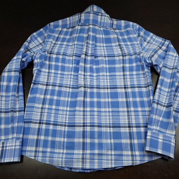 Ralph Lauren Mens S Shirt Black Label Button Down Blue Plaid Soft Washed Stretch - Picture 2 of 11